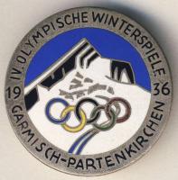 Német 3. Birodalom 1936. "IV. Téli olimpia -Garmish- Partenkirschen" zománcos kitűző T:2