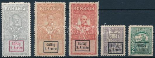 Német katonai közigazgatás Romániában 5 különféle okmány bélyeg