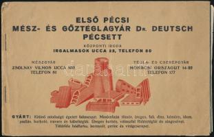 cca 1910 Első Pécsi Mész- és Gőztéglagyár Dr. Deutsch. Képes árjegyzék kihajtható lapokkal. 9 l