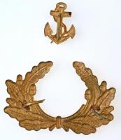2db német katonai aranyozott fém jelvény (~65x41mm, 25x18mm) T:1-