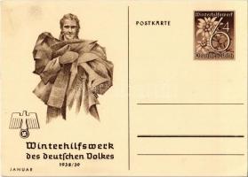 Winterhilfswerk (WHW) des deutschen Volkes 1938-39 Januar / Winter Relief of the German People NSDAP Nazi Party propaganda, working class, swastika; 6+4 Ga.