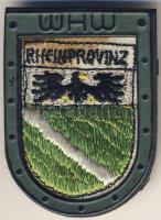Német 3. Birodalom 1940-es évek "W.H.W. - Rheinprovinz (Téli Segély Szolgálat) fém-szövet kitűző