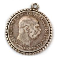Ezüst(Ag) Ferenc József érme medál formájában, d: 2,5 cm, nettó: 6,2 g