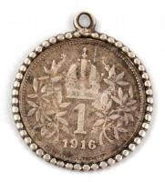 Ezüst(Ag) Ferenc József érme medál formájában, d: 2,5 cm, nettó: 6,2 g