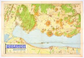 cca 1939 a Balaton térképe (két szelvény), 1:50000, M. Kir. Honvéd Térképészeti Intézet, két rész egyben, hajtva 63x180 cm.