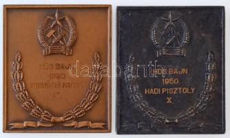 1950. "Honvéd Sportversenyek / Hds. Bajn. 1950. Gyorstüzelő pisztoly III" Br plakett, hátl...