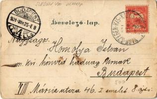 1901 Town-view art postcard, Art Nouveau, litho (tear)