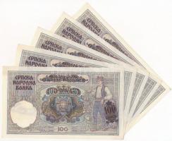 Szerbia / Német megszállás 1941. 100D (5x) közte sorszámkövető pár T:I- Serbia / German occupation 1...