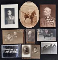 cca 1910-1934 Sibalszky Sándor későbbi ezredes fotói, egy dicsőséges katonai pálya képei, közte a felesége fotóival, cserkésztáboros fotóval, kitüntetések fotójával, 10 db fotó, 20x15 cm és 10x6 cm közötti méretben