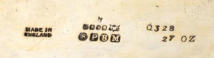 Ezüstözött, feliratozott fém italos palack, kulcs nélkül, jelzett, kis horpadásokkal, m: 21×12 cm