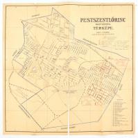 cca 1940 Pestszentlőrinc nagyközség térképe, közművekkel, utcajegyzékkel. 42x42 cm Szakadásokkal