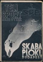 1938 SKB (Skaba és Plökl Budapest) Téli Sportárjegyzék. 1938-1939. Illusztrált papírkötésben (jelzett Szőts 38), szövegközti illusztrációkkal, szakadozott borítóval, szamárfüles lapokkal, 18 p.