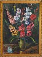 Jelzés nélkül. Virágcsendélet. Olaj, vászon, díszes fa keretben, 75x55,5 cm