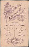 cca 1860 Férfi műteremben, keményhátú fotó Kirschner Vince műterméből, 9,5×6 cm