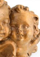 Puttó fej pár. Faragott fa. 14x10 cm