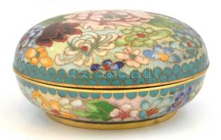 Kínai rekeszzománc ékszerdobozka d: 10 cm