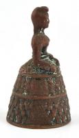 XIX. sz. közepe: Antik réz csengő asszony formában. 10 cm