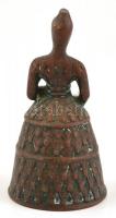 XIX. sz. közepe: Antik réz csengő asszony formában. 10 cm