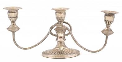 3 ágú angol ezüstözött gyertyatartó. Jelzett 38 cm