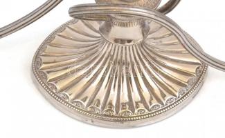 3 ágú angol ezüstözött gyertyatartó. Jelzett 38 cm