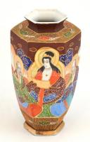 Japán satsuma váza. Kézzel festett, jelzett, hibátlan. m: 26 cm