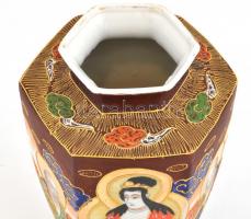 Japán satsuma váza. Kézzel festett, jelzett, hibátlan. m: 26 cm