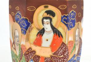 Japán satsuma váza. Kézzel festett, jelzett, hibátlan. m: 26 cm