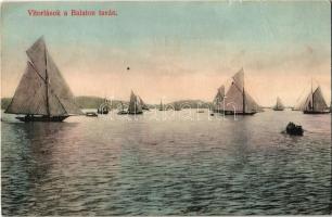 1909 Balaton, vitorlások a Balaton taván. Mérei Ignác kiadása