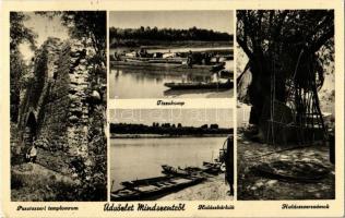 1940 Mindszent, Pusztaszeri templomrom, Tisza komp, halászbárkák, halászszerszámok. Horváth kiadása
