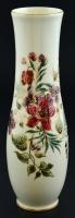 Zsolnay virágmintás váza. Kézzel festett, jelzett, mázhibákkal, alján kis lepattanással. m: 26 cm
