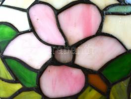 Tifanny mintás ólomüveg, fém asztali lámpa. Egy két üveg repedt, törött