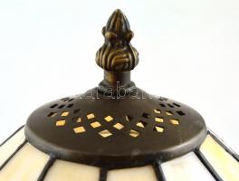 Tifanny mintás ólomüveg, fém asztali lámpa. Egy két üveg repedt, törött