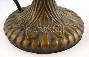 Tifanny mintás ólomüveg, fém asztali lámpa. Egy két üveg repedt, törött