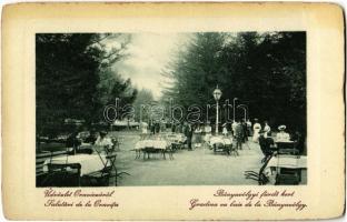 1911 Oravica, Oravita; Bányavölgyi fürdő kert, vendéglő udvara. W.L. Bp. 1213. Kiadja J.E. Tieranu / spa restaurant, courtyard (vágott / cut)