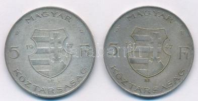 1947. 5Ft Ag "Kossuth" (2x) T:2-
Adamo F8.1
