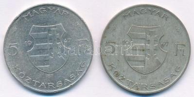 1947. 5Ft Ag "Kossuth" (2x) T:2-,3 patina
Adamo F8.1