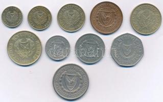 Ciprus 1973-1994. 1c - 100M (10xklf) T:1-,2
Cyprus 1973-1994.  1 Cent - 100 Mils (10xdiff) C:AU,XF