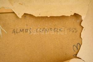 Vén Emil (1902-1984): Almás csendélet. Olaj, farost, jelzett, hátoldalán felirattal: Almás csendélet...