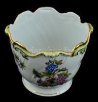 Herendi Viktória mintás kaspó. Kézzel festett, jelzett, hibátlan d:19,5 cm, m: 15,5 cm