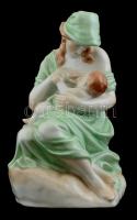 Herendi szoptató anya, kézzel festett, jelzett, hibátlan, m:19 cm