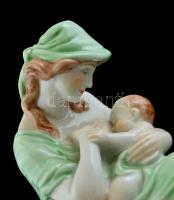 Herendi szoptató anya, kézzel festett, jelzett, hibátlan, m:19 cm