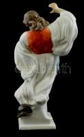 Herendi táncoló juhász, kézzel festett, hibátlan, jelzett, m: 30 cm