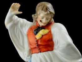 Herendi táncoló juhász, kézzel festett, hibátlan, jelzett, m: 30 cm