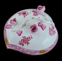 Herendi Apponyi mintás szív alakú bonbonniere, kézzel festett,  jelzett, hibátlan m: 11 cm, h: 18 cm