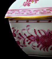 Herendi Apponyi mintás szív alakú bonbonniere, kézzel festett,  jelzett, hibátlan m: 11 cm, h: 18 cm