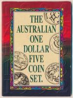 Ausztrália 1984-1992. 1$ Al-Br (5xklf) eredeti csomagolásban T:1 Australia 1984-1992. 1 Dollar Al-Br (5xdiff) in original packiging C:UNC