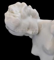 Herendi nagy méretű amazon női akt lovon. Fehér mázas, jelzett, kopásokkal.  m: 42 cm, h: 49 cm