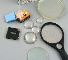 5 db klf. nagyító és 5 db lencse, egyik sérült