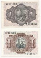 Spanyolország 1951. 1P + 1953 1P T:I
Spain 1951. 1 Peseta + 1953 1 Peseta C:UNC Krause#139,144
