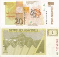 Szlovénia 1990. 1T + 1992. 20T T:I,I- 
Slovenia 1990. 1 Tolar + 1992. 20 Tolarjev C:UNC,AU Krause#1...